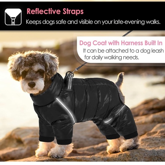 Black and Blue Dog Jacket puffer sweater Set - Picture 4 of 16